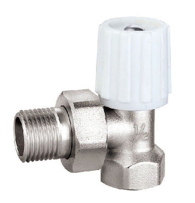 Manual Angled Chrome Towel Radiator Valves 1/2 Inch For Steel Pipe Nickel Plated