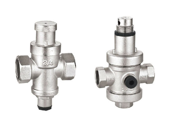 Brass Pressure Reducing Valves 3/4'' F X F With 1/4'' Gauge Port Nickel Plated PRV Water Valve