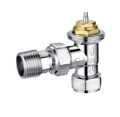 EN215 Certified Angled Thermostatic Radiator Valve With Compression End For Copper Pipe 15MMx1/2'' Chrome Plated