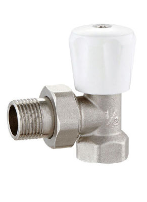 Brass Angled Towel Rail Manual Radiator Valves 1/2'' For Steel Pipe Nickel Plated