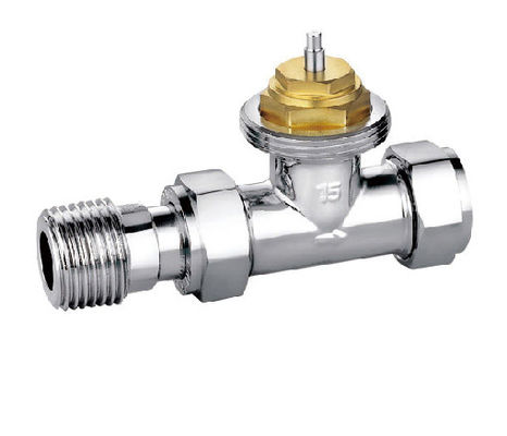 EN215 Certified Straight Thermostatic Radiator Valve With Compression End For Copper Pipe 15MMx1/2'' Chrome Plated
