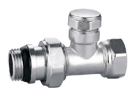 Rubber Seal Straight Lockshield Valve 1/2''X1/2'' For Steel Pipe Chrome Plated