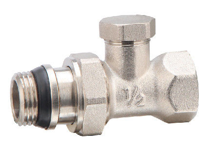 Straight Radiator Lockshield Valves 1/2''X1/2'' For Steel Pipe Nickel Plated