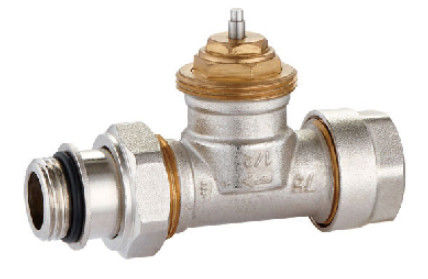Straight Thermostatic Radiator Valve 1/2'' With Adapter For 16mm PEX Pipe Nickel Plated