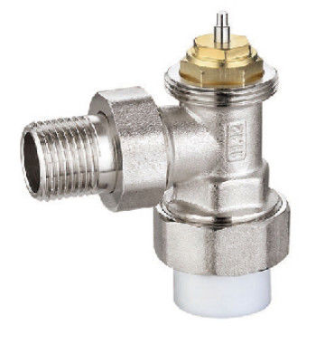Angled Thermostatic Radiator Valve 15mm x 1/2'' With PPR Pipe Nickel Plated