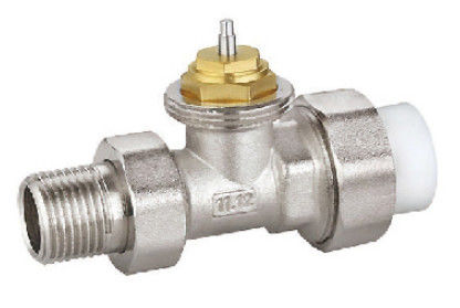 Straight Thermostatic Radiator Valve 15mm x 1/2'' With PP Pipe Nickel Plated