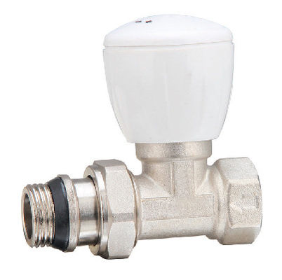 Straight Manual Radiator Valves 1/2 Inch For Steel Pipe Nickel Plated Rubber Self Sealing