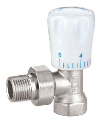 Angled Standard Manual Radiator Valve 1/2''X1/2'' For Steel Pipe Nickel Plated With Scale Plastic Handle