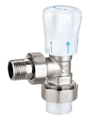 1 2 Chrome Angled Manual Radiator Valves For PP Pipe Nickel Plated Scale Plastic Handle