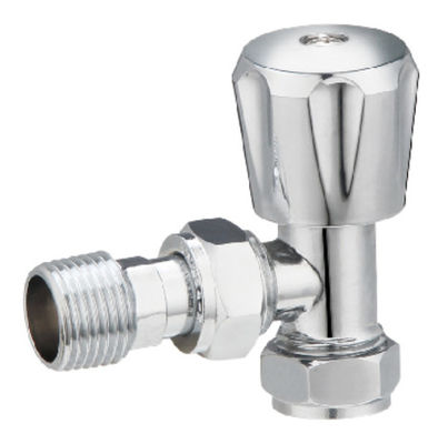 Modern Angled Radiator Valves 1/2'' For 15 mm Copper Pipe With Valve Tail Chrome Plated