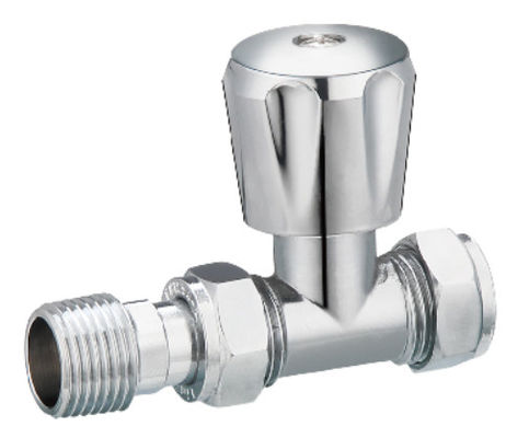 Modern Straight Radiator Valves 1/2'' For 15 mm Copper Pipe With Valve Tail Chrome Plated