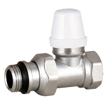 Straight Return Brass Lockshield Valve 1/2 Inch Nickel Plated Self Sealing