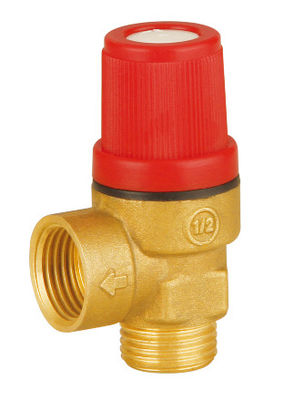 Male Female Safety Relief Valves 1/2'' Brass Color Red Cap