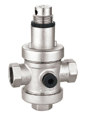 3 Bar Pressure Reducing Valves 1 1/2'' F X F With 1/4'' Gauge Port Nickel Plated PRV