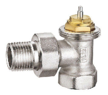 Angled Thermostatic Brushed Brass Radiator Valves 3/8'' X 3/8'' Nickel Plated